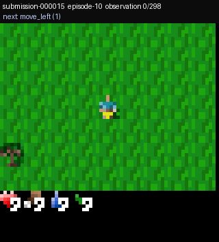 Agent-authored Crafter Policy navigating a deep-iron combat development episode