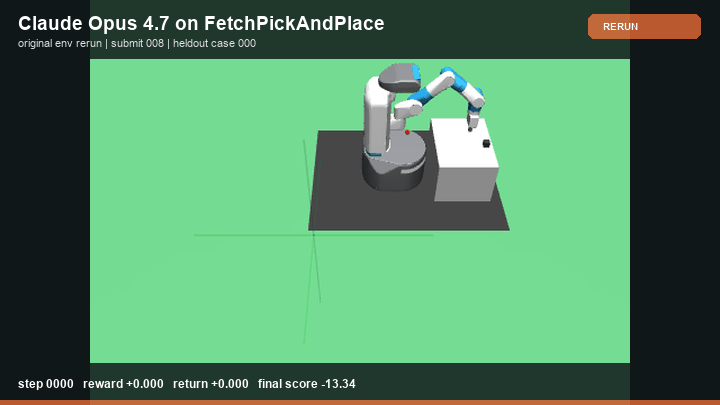 Claude Opus 4.7 Policy rerun in FetchPickAndPlace